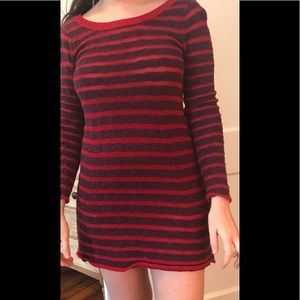 Red striped babydoll dress
